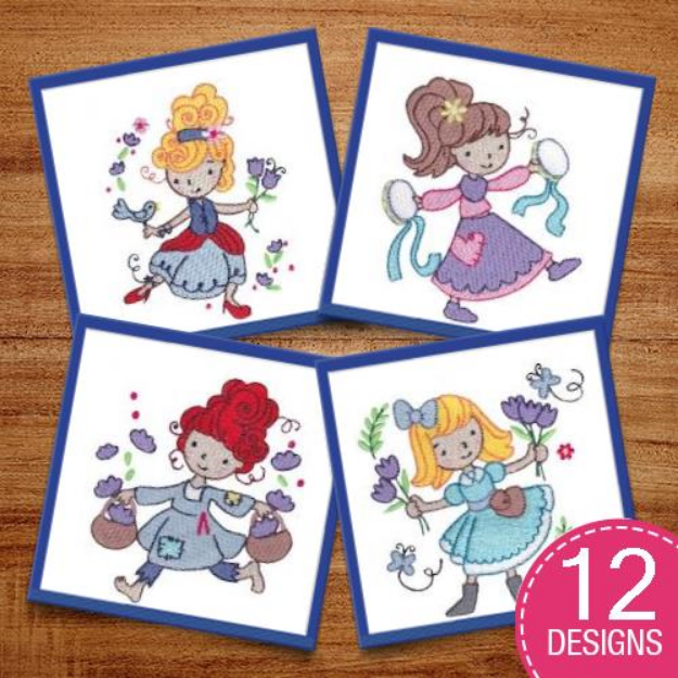 Picture of Flower Girls Embroidery Design Pack