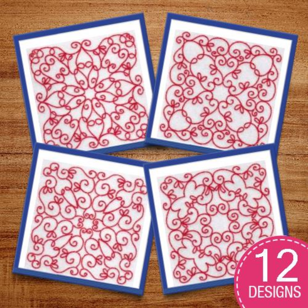 Picture of Elegant Quilt Blocks Redwork Embroidery Design Pack