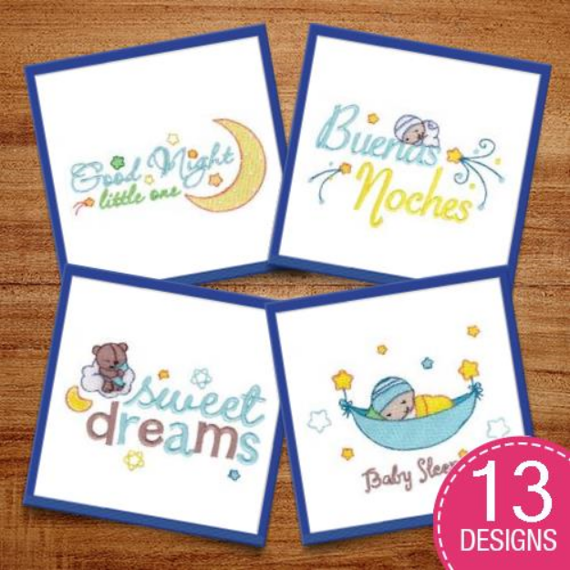 Picture of Sleepy Baby Sentiments Embroidery Design Pack