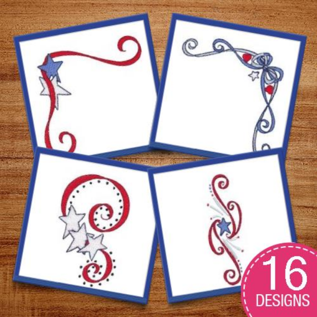 Picture of Patriotic Swirls Embroidery Design Pack