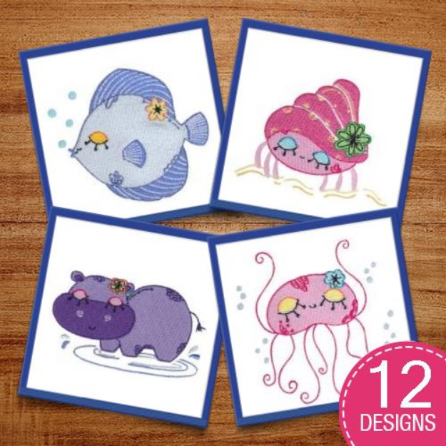 Picture of Decorative Sea Creatures Embroidery Design Pack