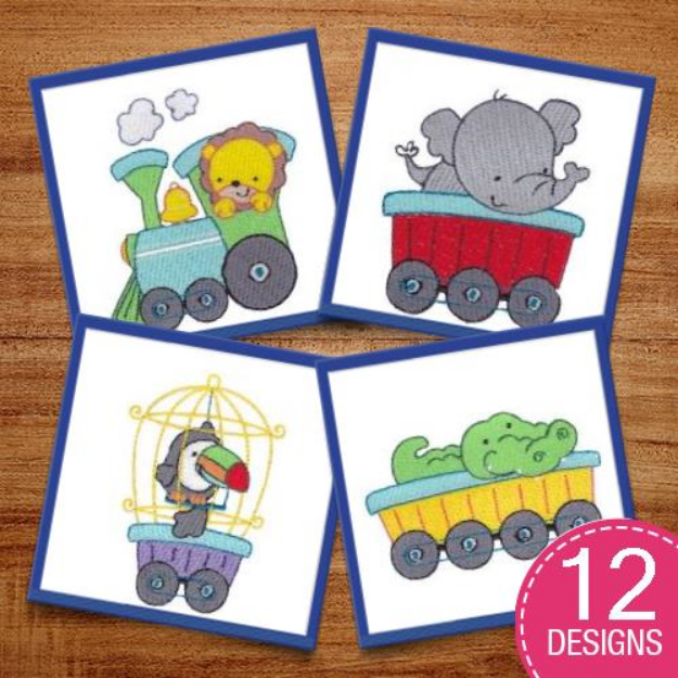 Picture of Animal Train Embroidery Design Pack
