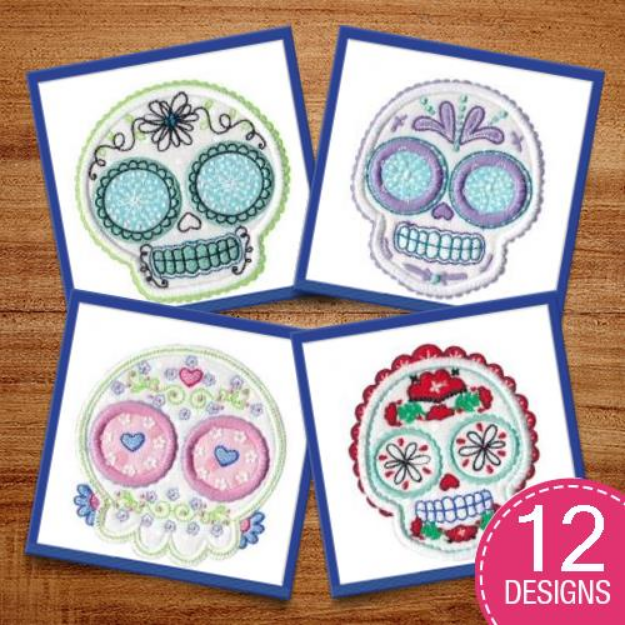 Picture of Sugar Skulls Applique Embroidery Design Pack