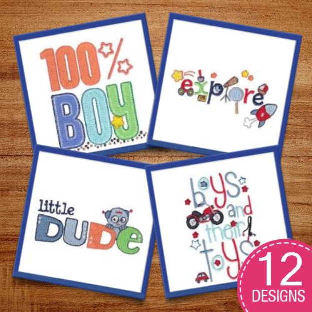 Picture of Boys Rule Embroidery Design Pack