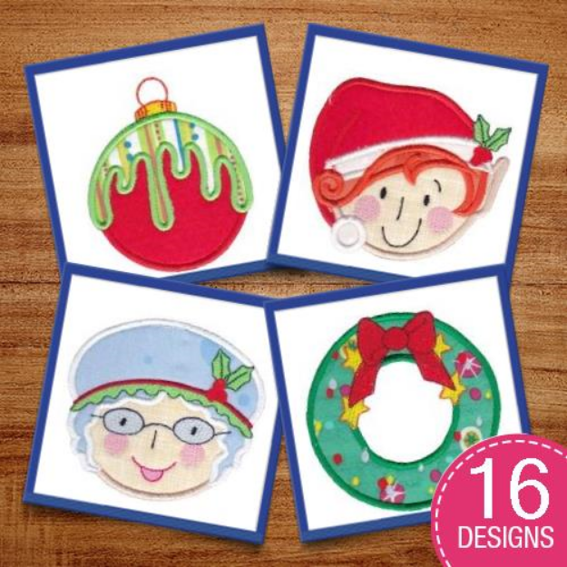 Picture of Round Christmas Applique Embroidery Design Pack