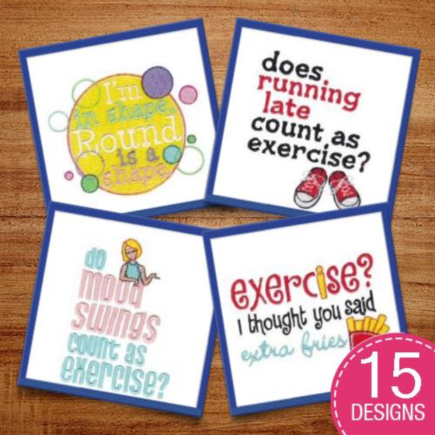 Picture of Exercise Sentiments Embroidery Design Pack