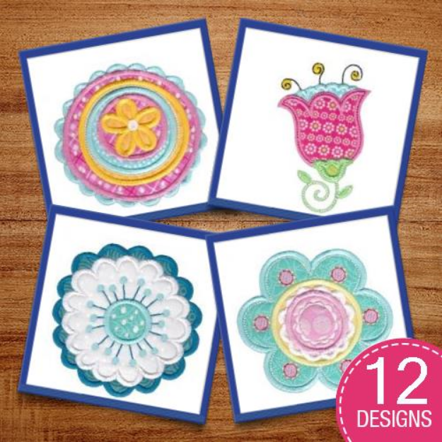 Picture of Cute Flower Applique Embroidery Design Pack