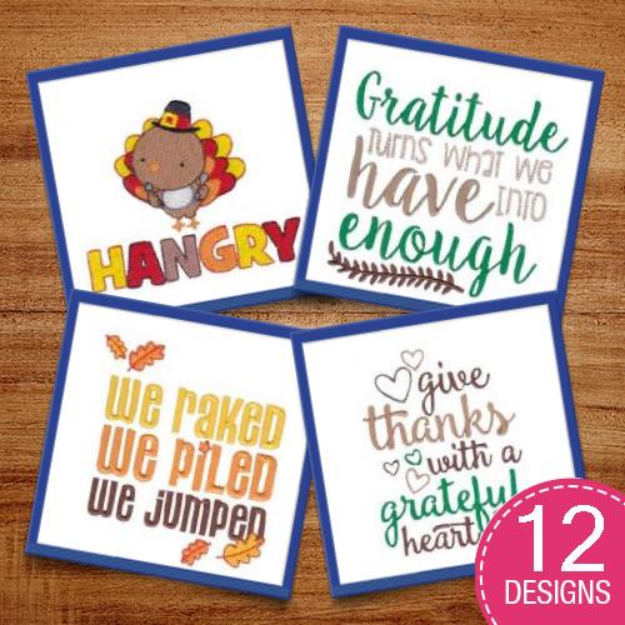 Picture of Thanksgiving Sentiments Embroidery Design Pack
