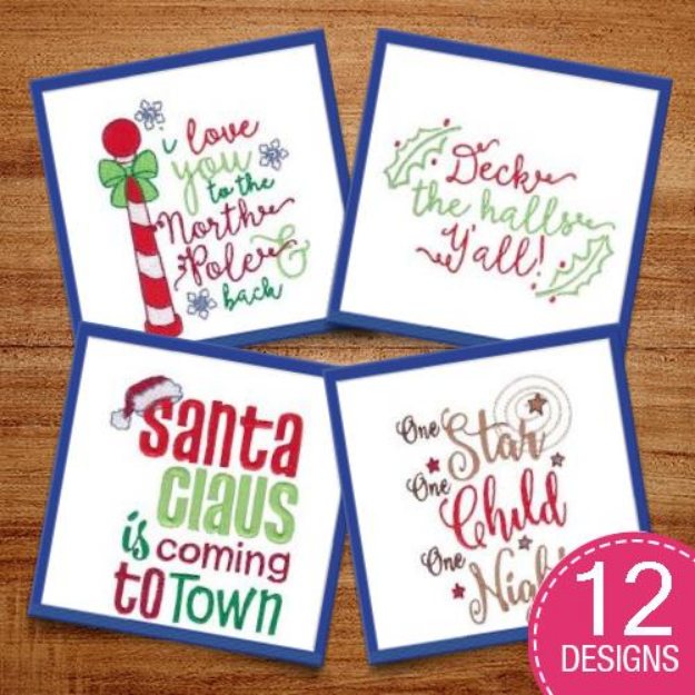 Picture of Christmas Sentiments Seven Embroidery Design Pack