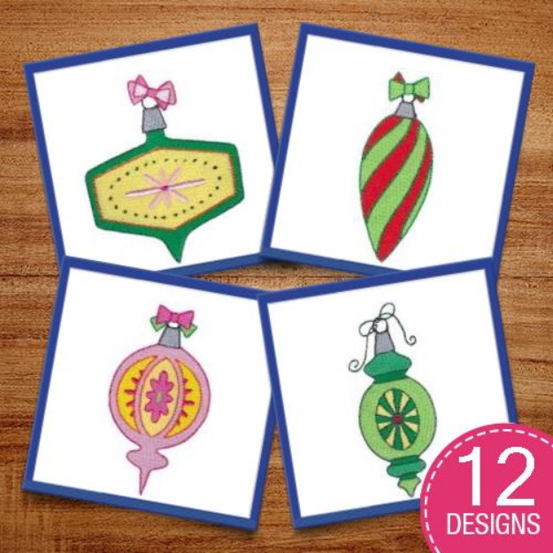 Picture of Retro Christmas Ornaments Embroidery Design Pack