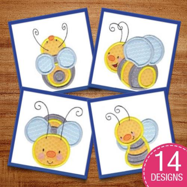 Picture of Busy Bees Applique Embroidery Design Pack
