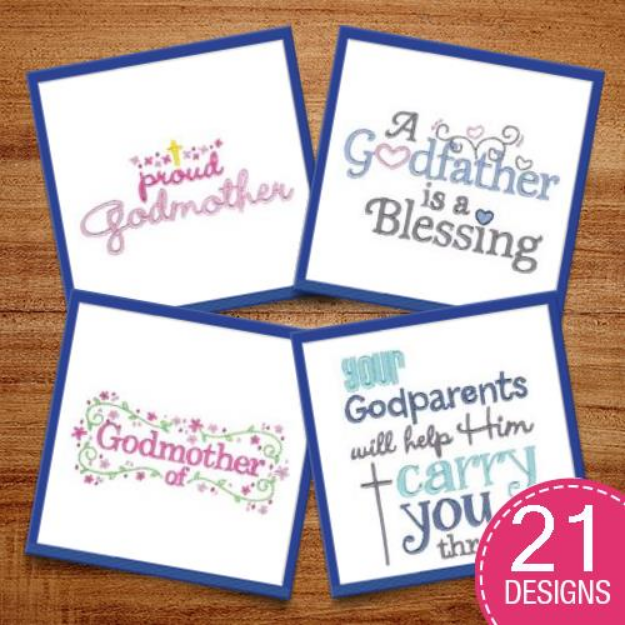 Picture of Dear Godparent Embroidery Design Pack