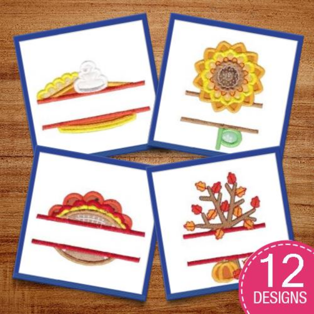 Picture of Split Thanksgiving Applique Embroidery Design Pack