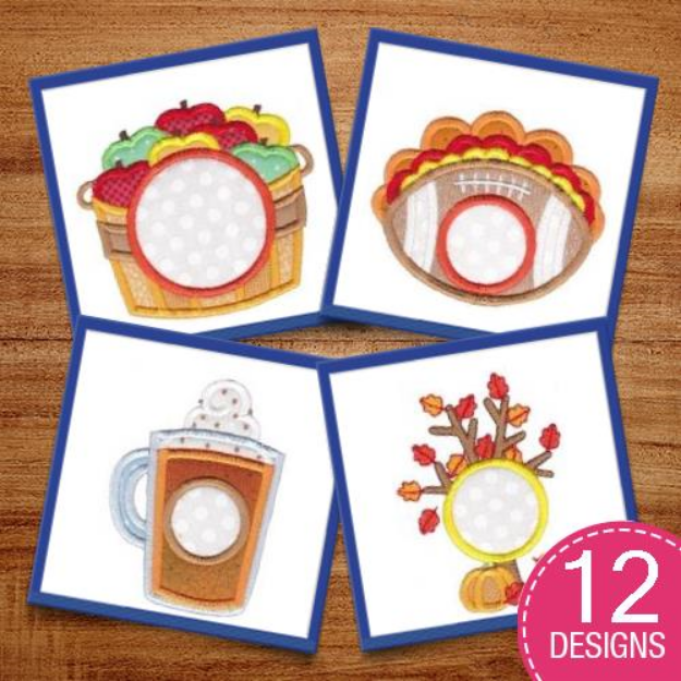 Picture of Monogram Thanksgiving Applique Embroidery Design Pack