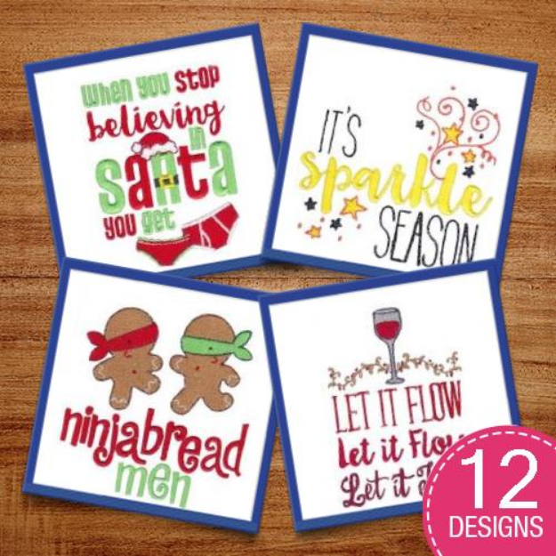 Picture of Christmas Sentiments Nine Embroidery Design Pack