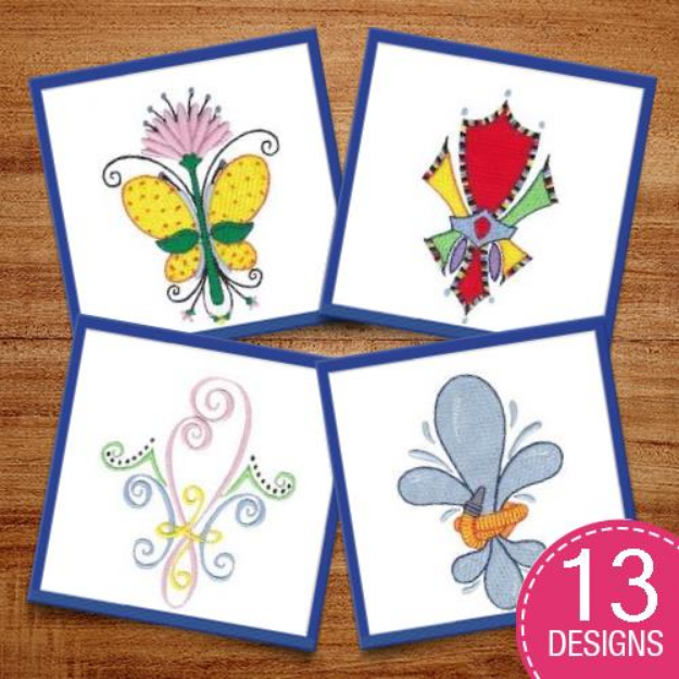 Picture of Fanciful Fleur De Lis Embroidery Design Pack