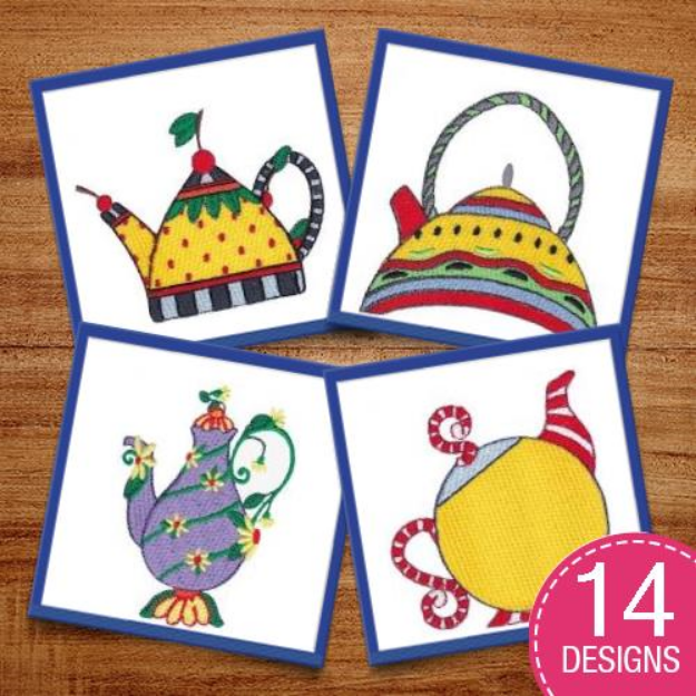 Picture of Teapot Whimsy Embroidery Design Pack