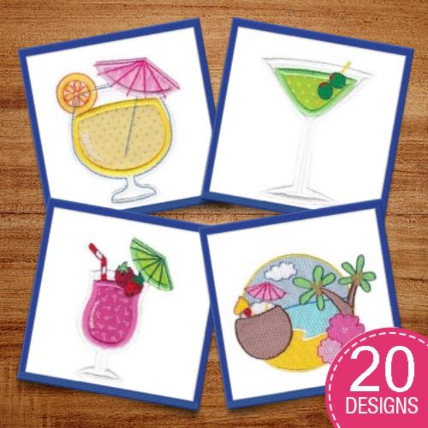 Picture of Cocktails Embroidery Design Pack