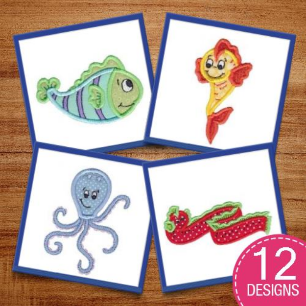 Picture of Here Fishy Applique Embroidery Design Pack