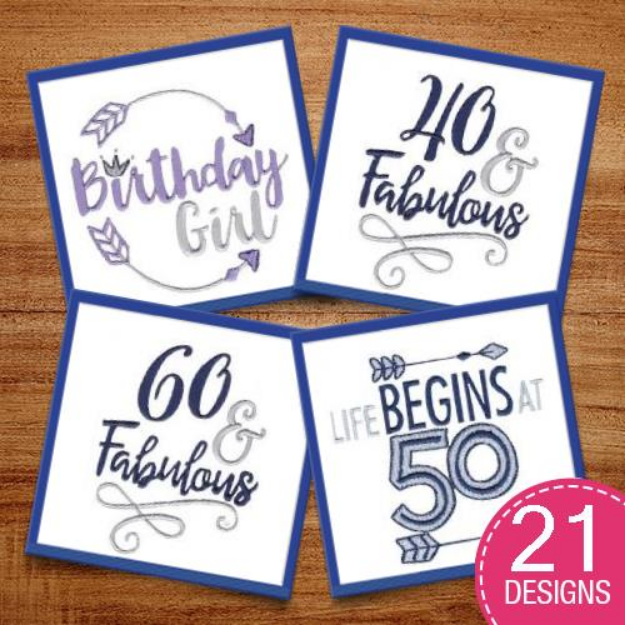 Picture of Grown Up Birthday Embroidery Design Pack