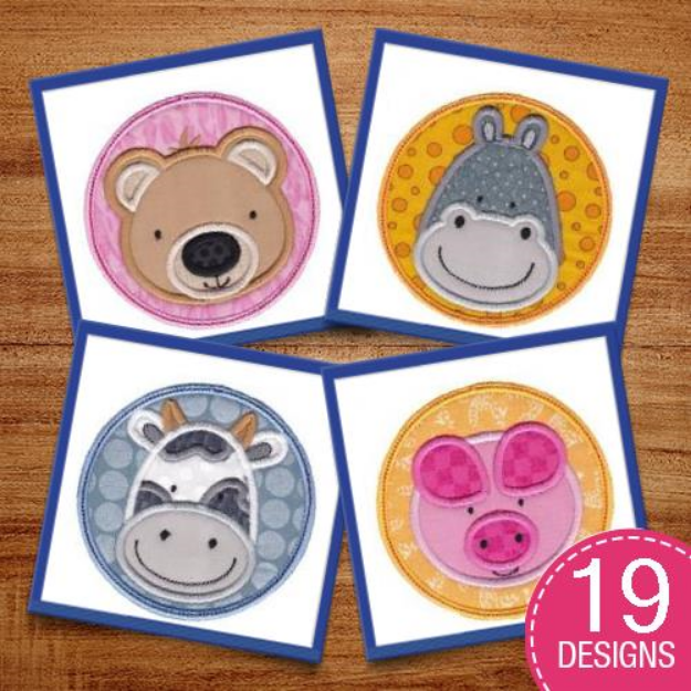 Picture of Face It Animals Applique Embroidery Design Pack