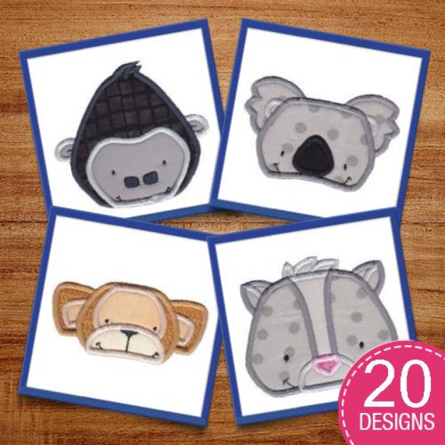 Picture of Critter Face Applique Embroidery Design Pack