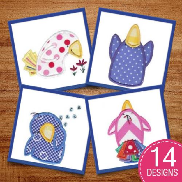Picture of Silly Birds Applique Embroidery Design Pack