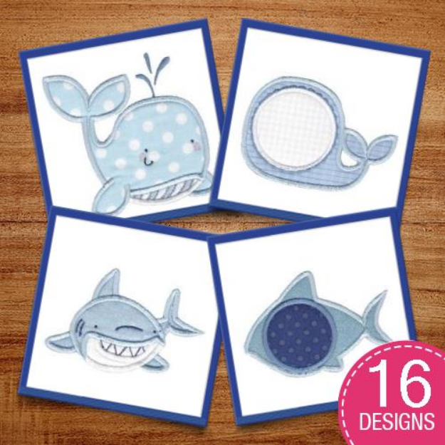Picture of Whales and Sharks Applique Embroidery Design Pack