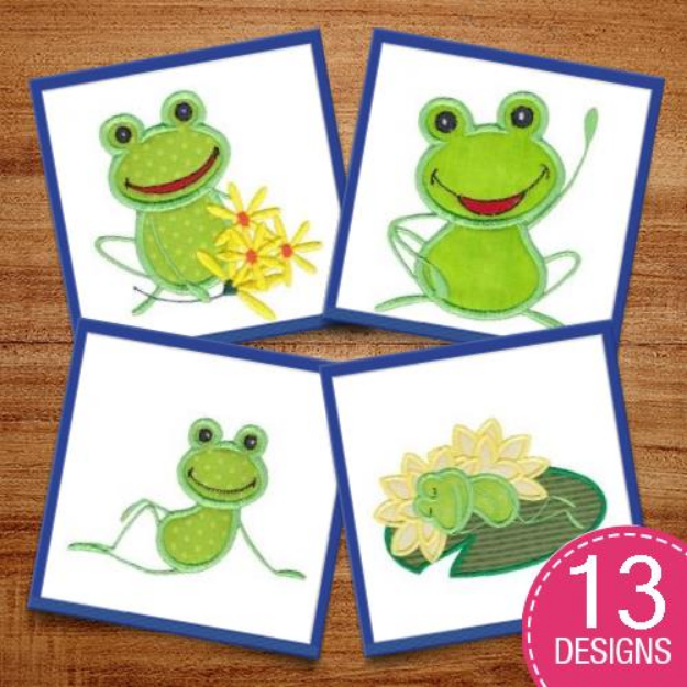 Picture of Happy Frog Applique Embroidery Design Pack