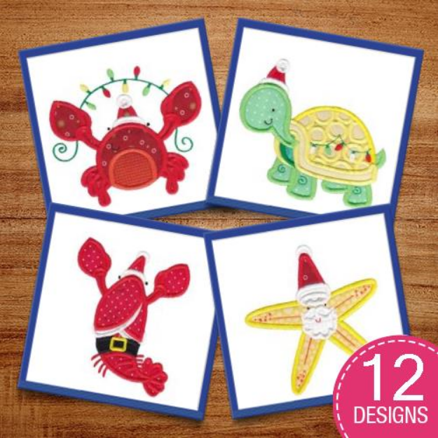 Picture of Applique Tropical Christmas Animals   Embroidery Design Pack