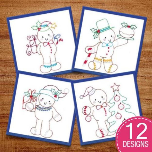 Picture of Gingerbreads Vintage Stitch Embroidery Design Pack