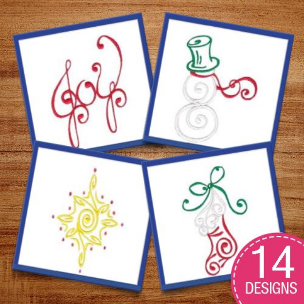 Picture of Baroque Swirly Christmas Embroidery Design Pack