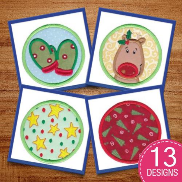 Picture of Christmas Coasters Applique Embroidery Design Pack