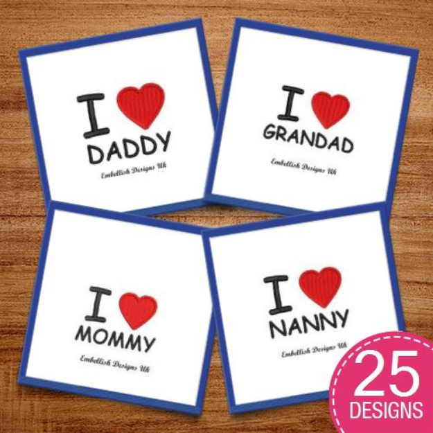 Picture of I Love Heart Family Designs Embroidery Design Pack