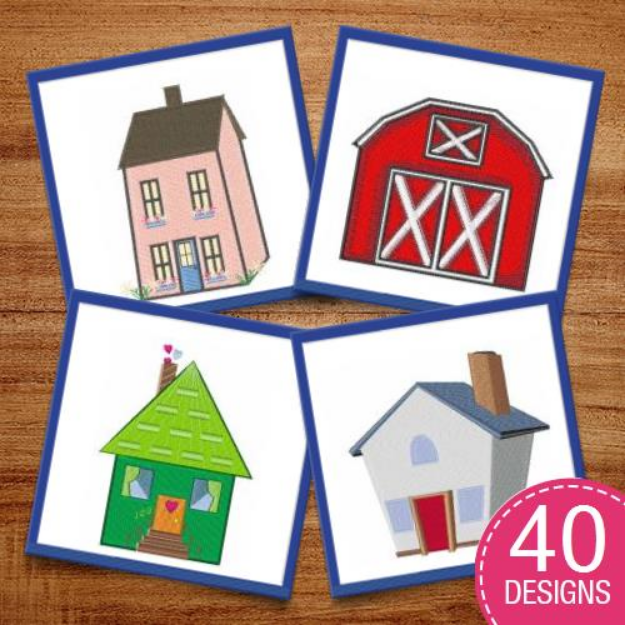 Picture of Homes Embroidery Design Pack