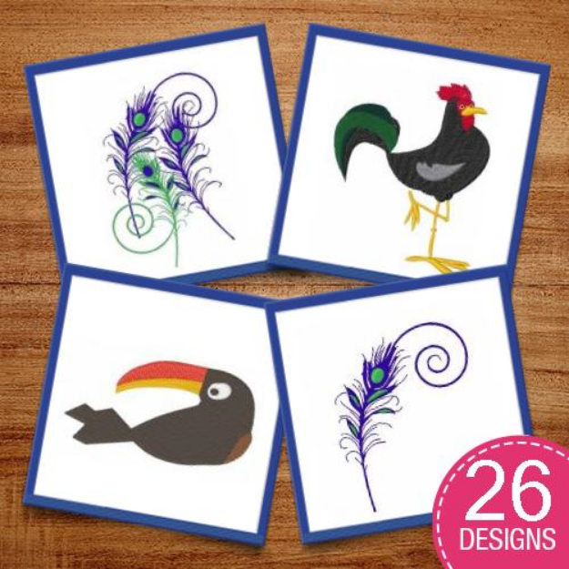 Picture of Birds & Feathers Embroidery Design Pack