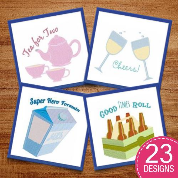 Picture of Cheers To Fine Friends Embroidery Design Pack