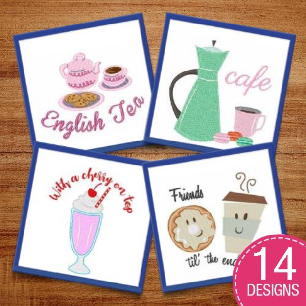Picture of Coffee & Donuts Embroidery Design Pack