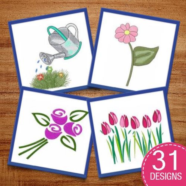 Picture of Spring Flowers Embroidery Design Pack