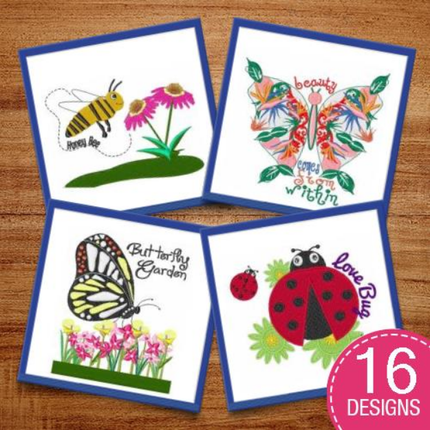 Picture of Spring Flowers & Insects Embroidery Design Pack