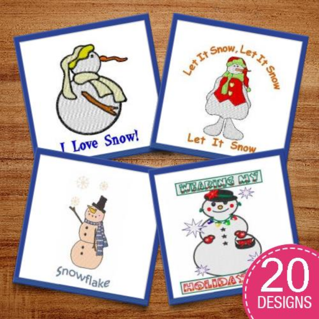 Picture of Winter Snowflakes & Snowmen Embroidery Design Pack