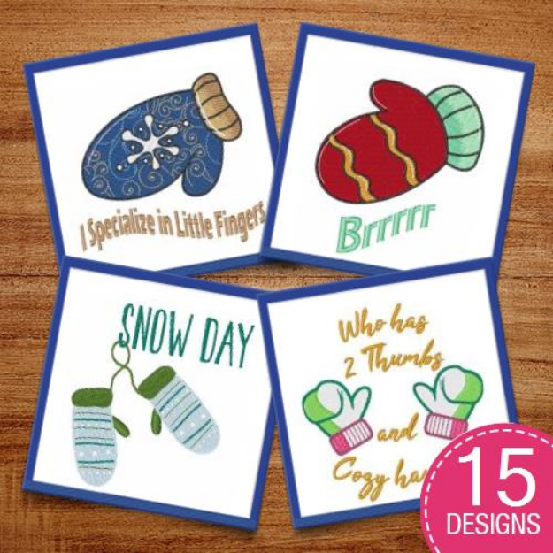 Picture of Winter Mittens Embroidery Design Pack