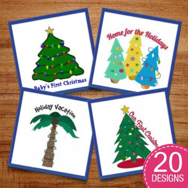 Picture of Holiday Trees Embroidery Design Pack