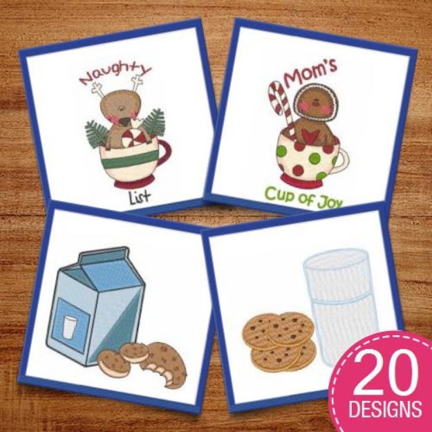 Picture of Milk & Cookies Embroidery Design Pack