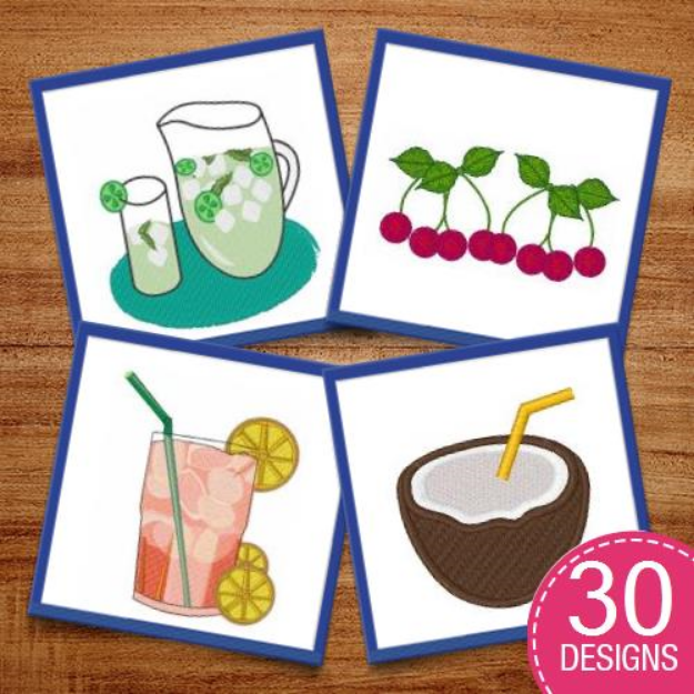 Picture of Drinks & Fruits Embroidery Design Pack