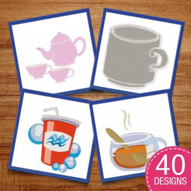 Picture of Drinks All Around Embroidery Design Pack