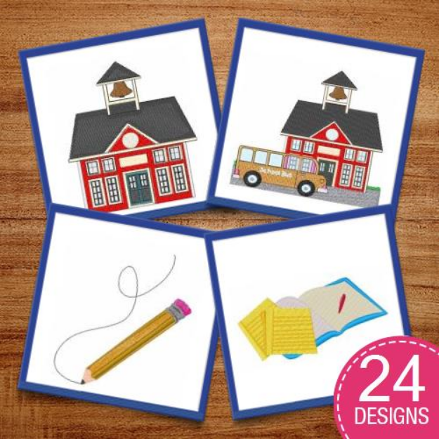 Picture of Red School House Embroidery Design Pack