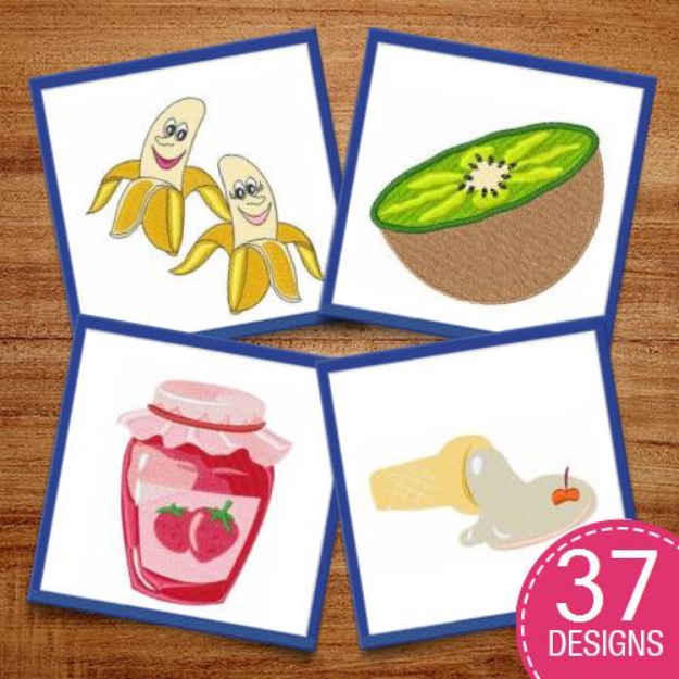 Picture of Fruits & Desserts Embroidery Design Pack