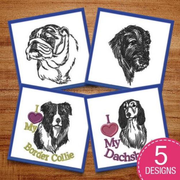Picture of Realistic Dogs Embroidery Design Pack