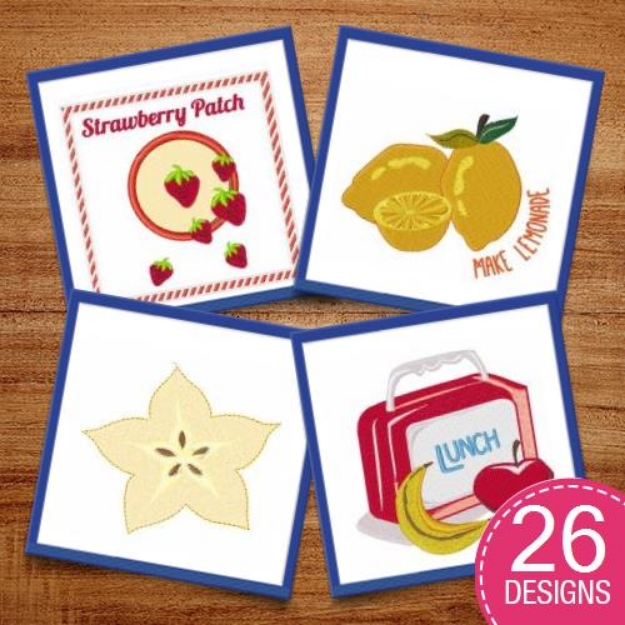 Picture of Cool Fruits Embroidery Design Pack